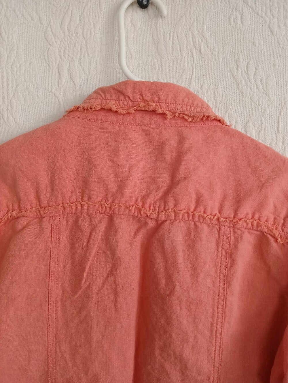 Colorado Logo Denim Jacket Coral Pink Frayed Edges Lightweight - Picture 10 of 13